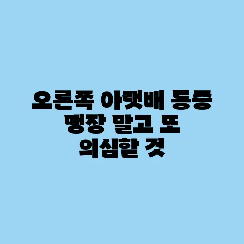 오른쪽 아랫배 통증 맹장 말고 또 의심할 것