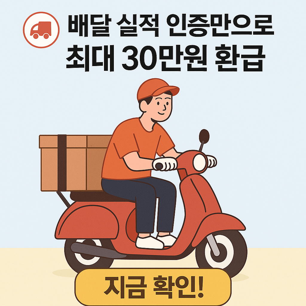 배달 실적 인증만으로 최대 30만원 환급받는 정부지원금 신청 정보