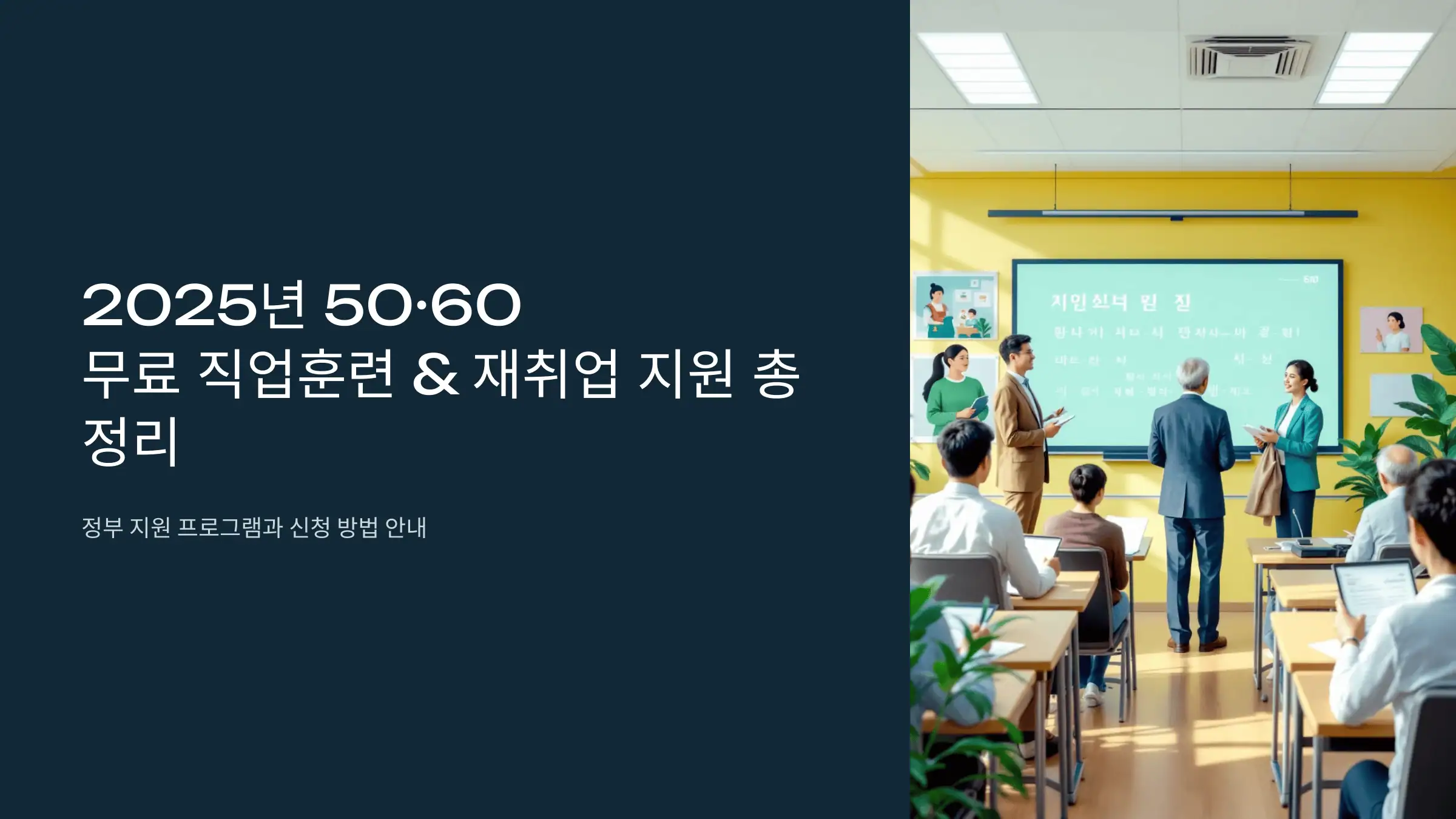 2025년 5060 무료 직업훈련 &amp; 재취업 지원 총정리 (정부 지원, 신청 방법)