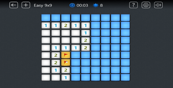 윈도우-지뢰찾기-게임하기-플레이-지뢰가-있을-것으로-예상되는-지점에-깃발을-설치하는-화면