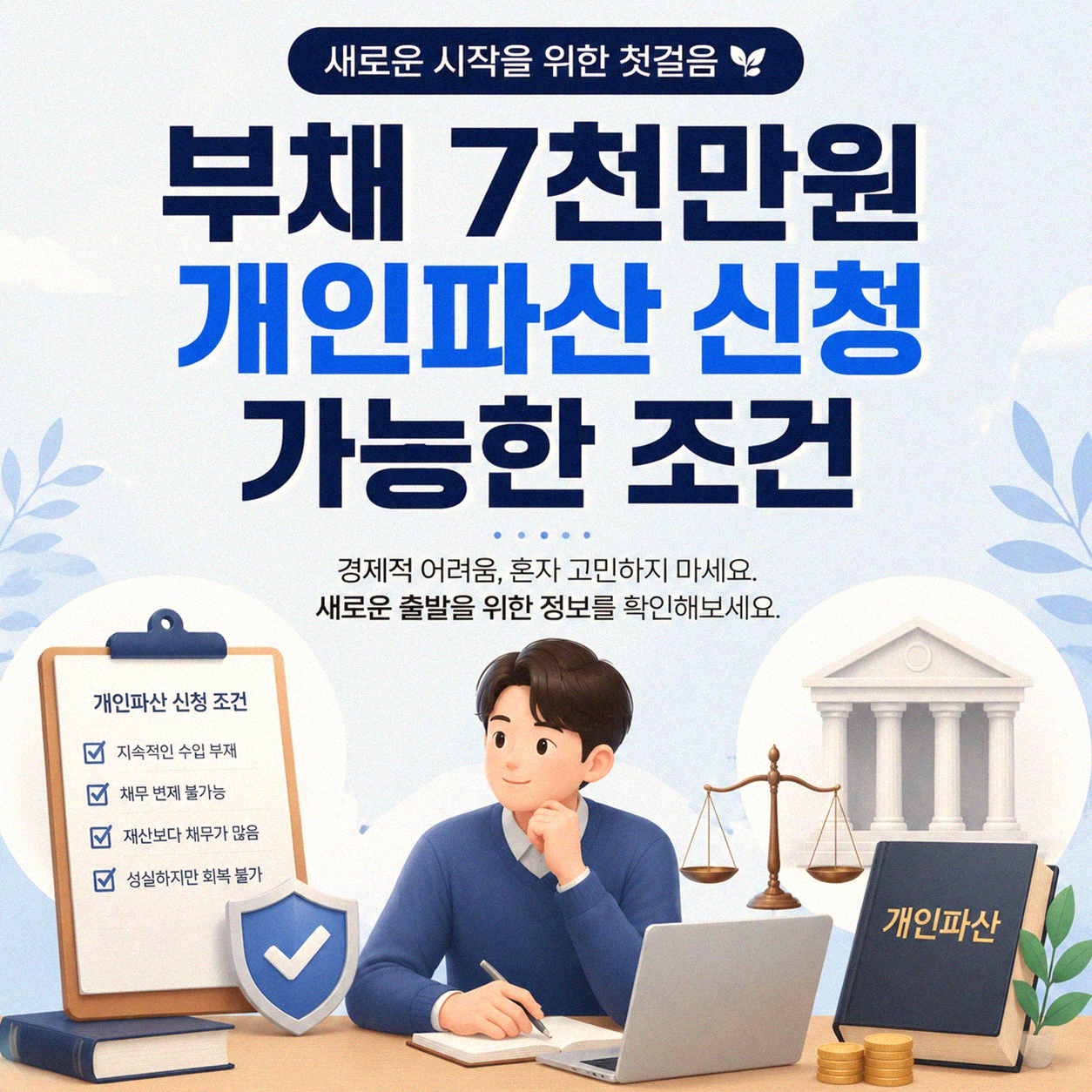 부채 7천만원, 개인파산으로 정리하는 방법이 있을까요?