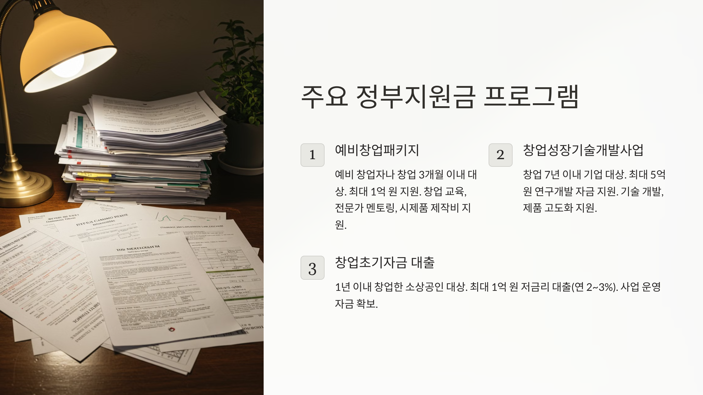 초기 창업자가 받을 수 있는 주요 정부지원금 프로그램