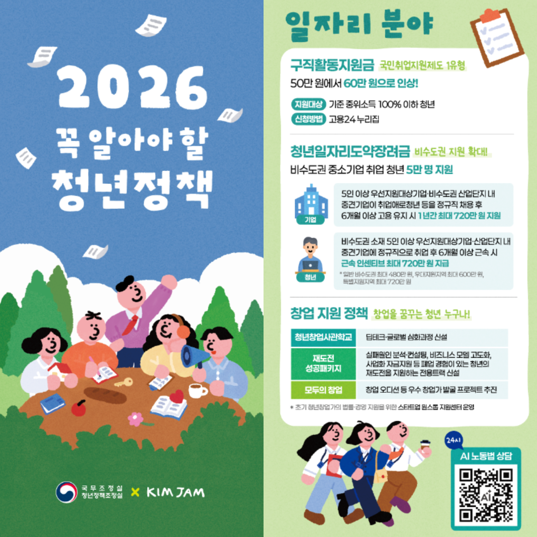 모르면 손해!! 2026년 청년정책 총정리 ❘ 자격&middot;신청방법&middot;지원금 가이드~!