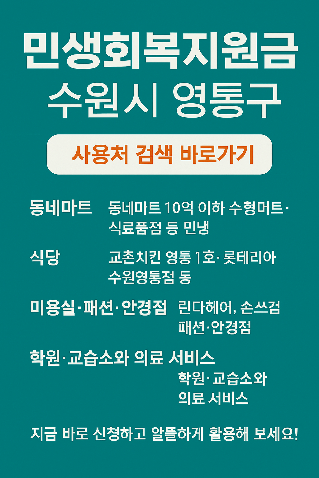 1~2차 민생회복지원금 수원시 영통구 사용처 바로가기