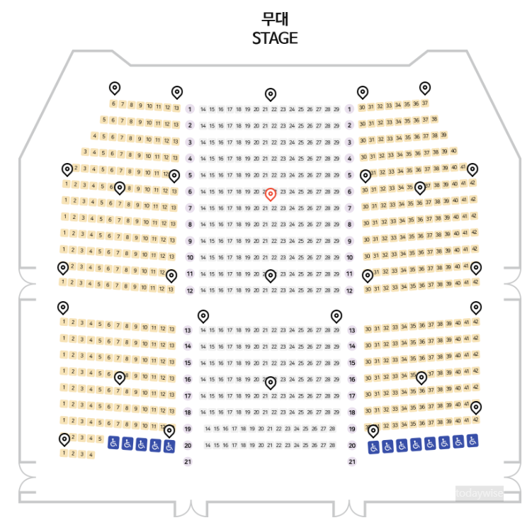 안양아트센터 관악홀 1층 좌석배치도