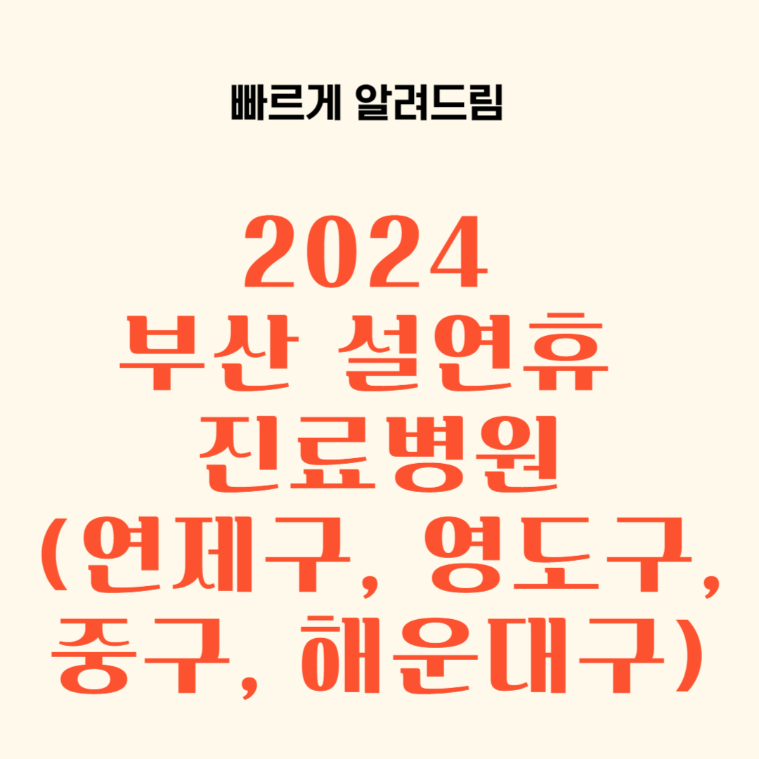 설연휴 부산시 연제구 영도구 중구 해운대구 진료병원 약국 리스트