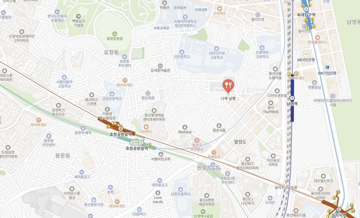 나우-남영-지도