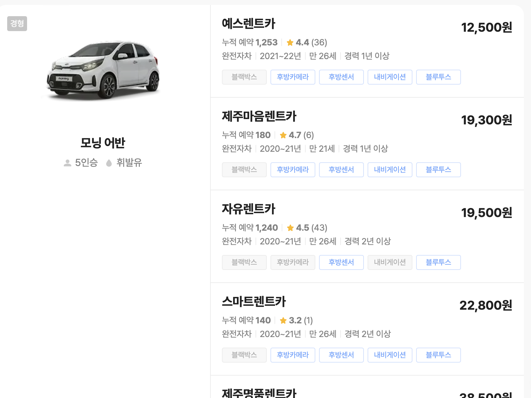 제주도 렌트카 가격비교