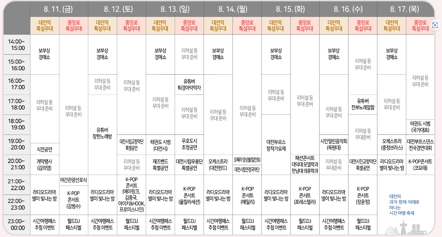 대전 0시 축제 교통통제&amp;#44; 가수&amp;#44; 지하철
