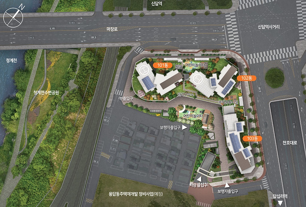 청계 SK VIEW 동･호수 배치 조감도