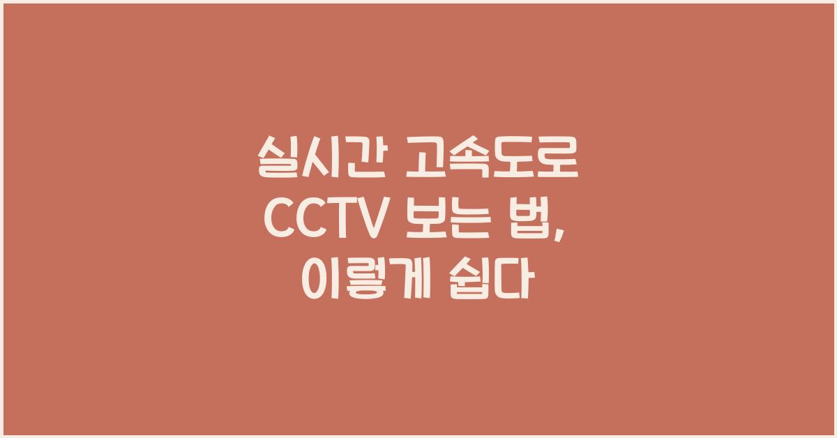 실시간 고속도로 cctv 보는 법