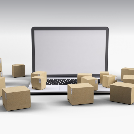 배달, 상자, 노트북, 온라인 쇼핑 이미지