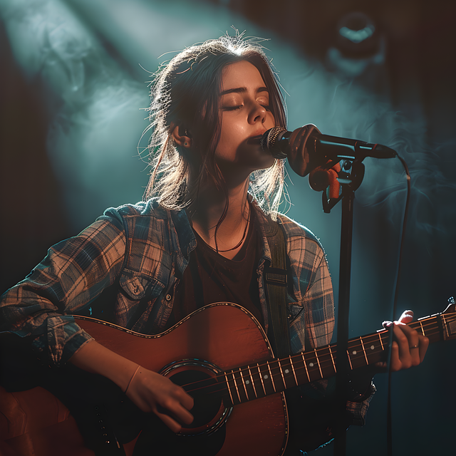 기타치면 노래하는 여자 이미지