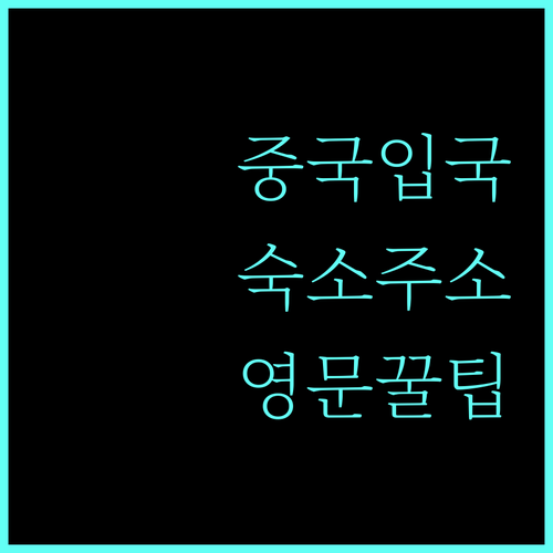중국 입국신고서 숙소 주소 영문으로 ..