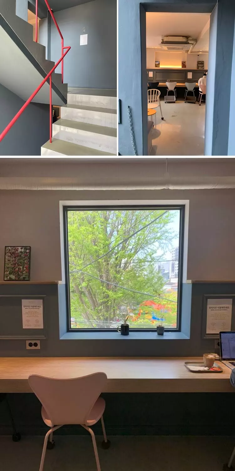 3층 올라가는 계단 및 개인 공간의 뷰