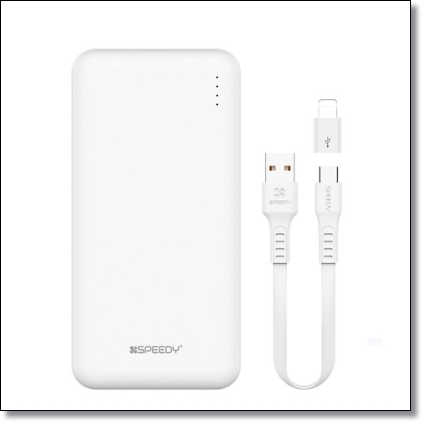아이폰 14 추천 액세서리 외장 배터리 SPEEDY 슬림 듀얼 보조배터리 10000mAh + C타입 케이블 + 8핀 젠더