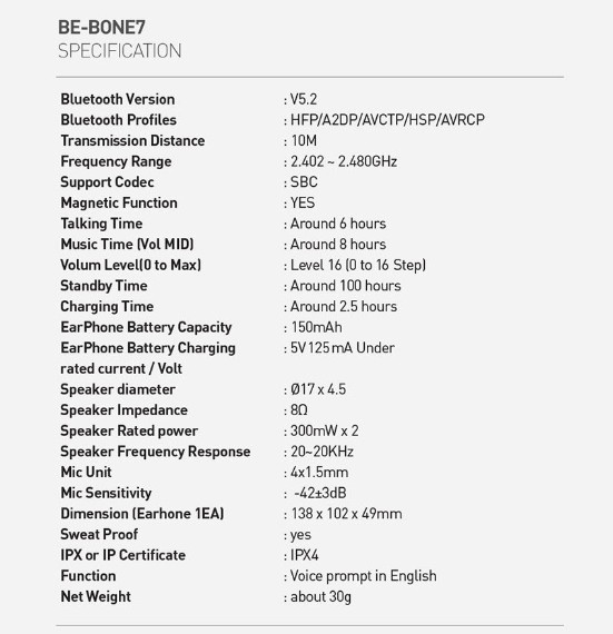 브리츠 BE-BONE7 골전도 블루투스 이어폰