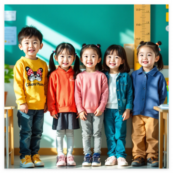 초등학생이-키를-확인하기-위해-서있는-모습
