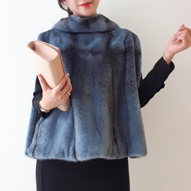 워머넥 케이프 밍크 베스트 소라크로스 모피 리얼 퍼 조끼 2 color