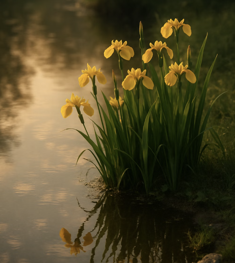 연못 가장자리를 장식하는 보석들