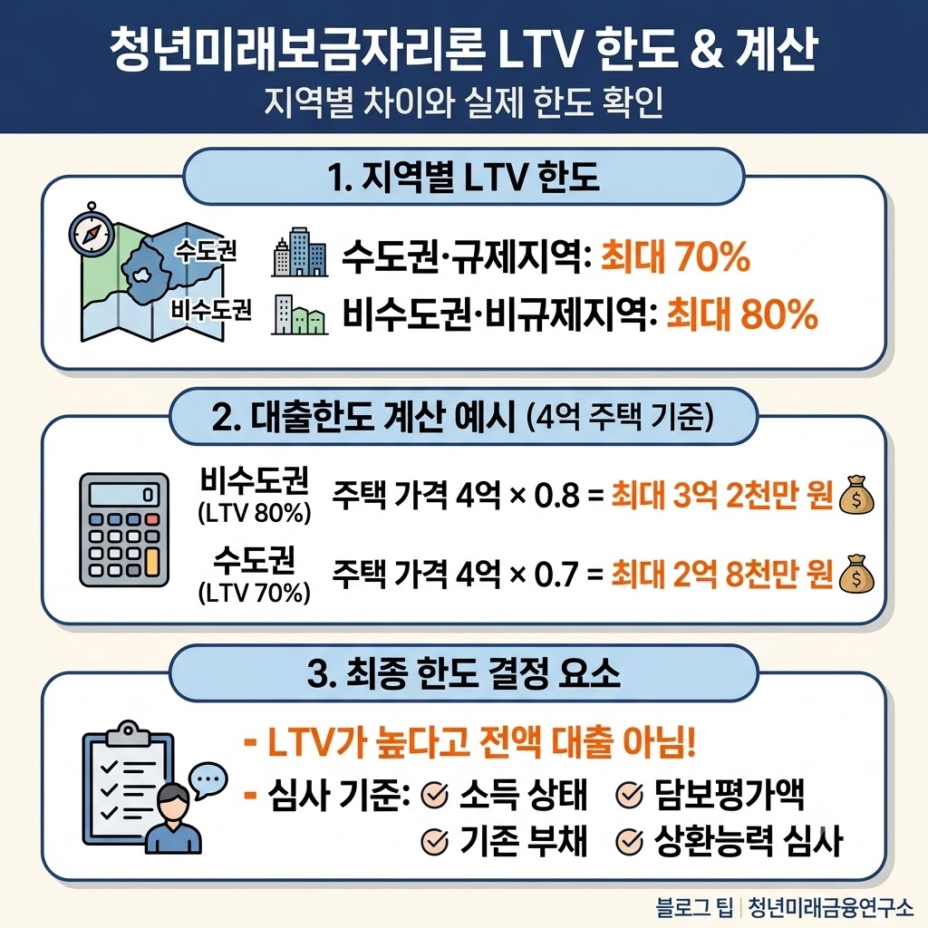 청년미래보금자리론 지역별 LTV와 대출한도 계산