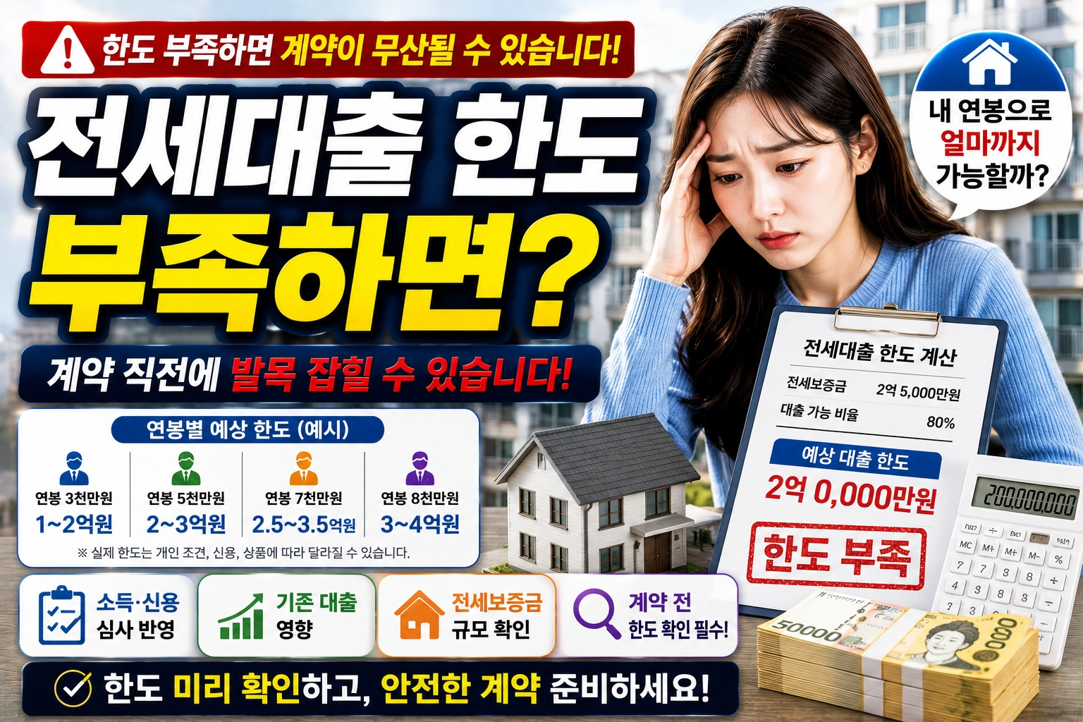 전세대출 한도 부족하면 계약 직전에 발목 잡힐 수 있습니다