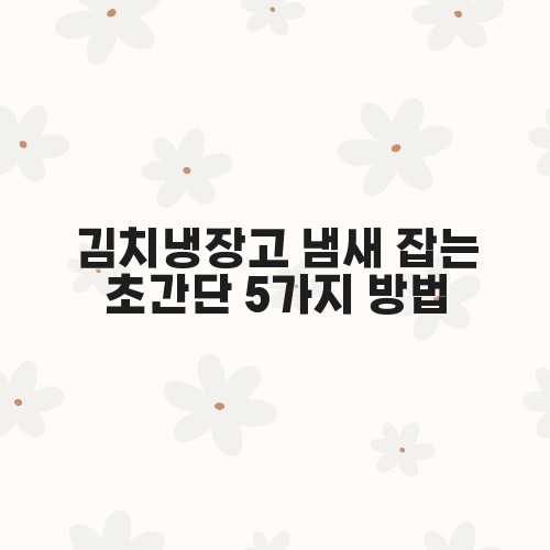 김치냉장고 냄새 잡는 초간단 5가지 방법