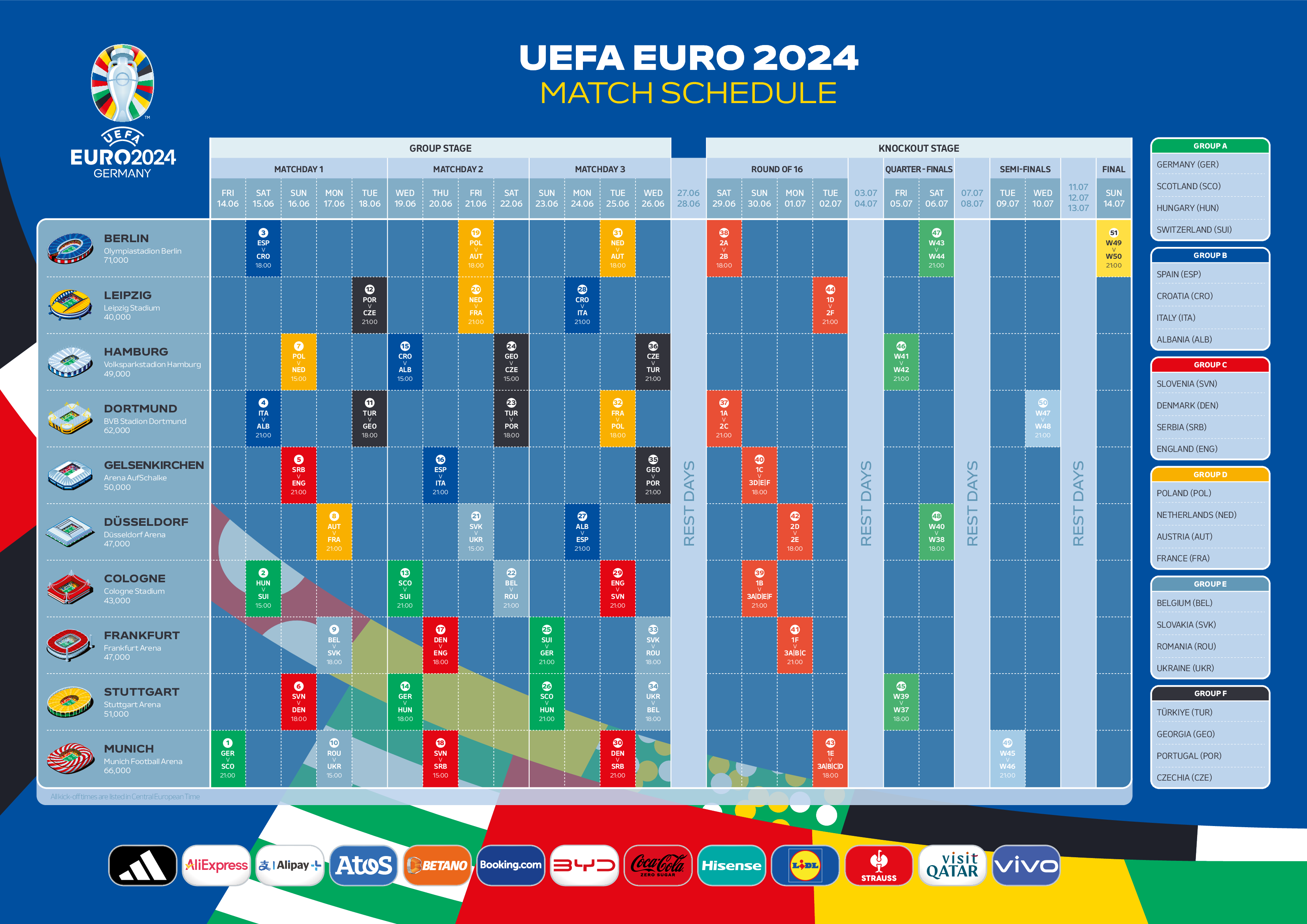 UEFA 유로 2024 경기 일정표