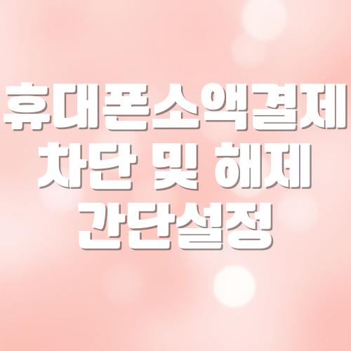 휴대폰 소액결제 차단 및 해제 간단하게 하는 방법