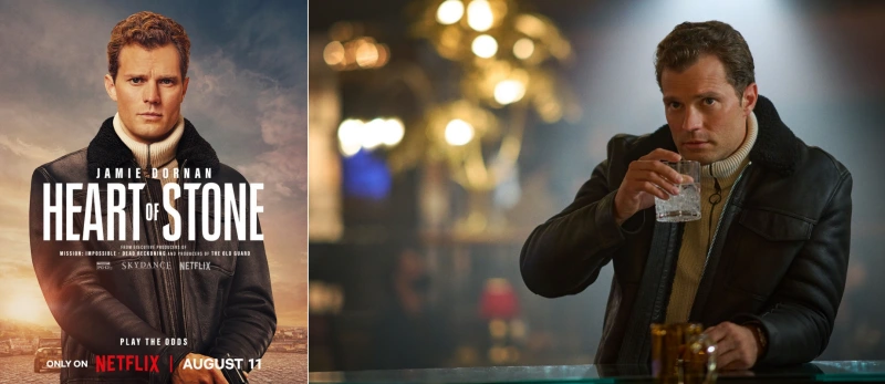 어느 술집을 배경으로 바에서 위스키를 마시고 있는 파커를 연기하는 배우 제이미 도넌