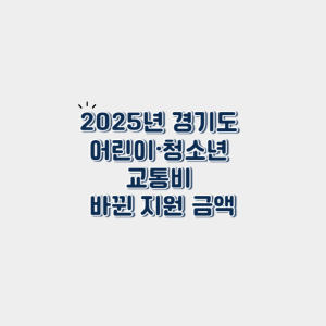 2025년 경기도 어린이·청소년 교통비 지원 얼마? 실수 없이 받는 법 총정리