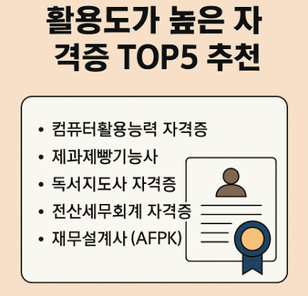 활용도가 높은 자격증 TOP 5 추천