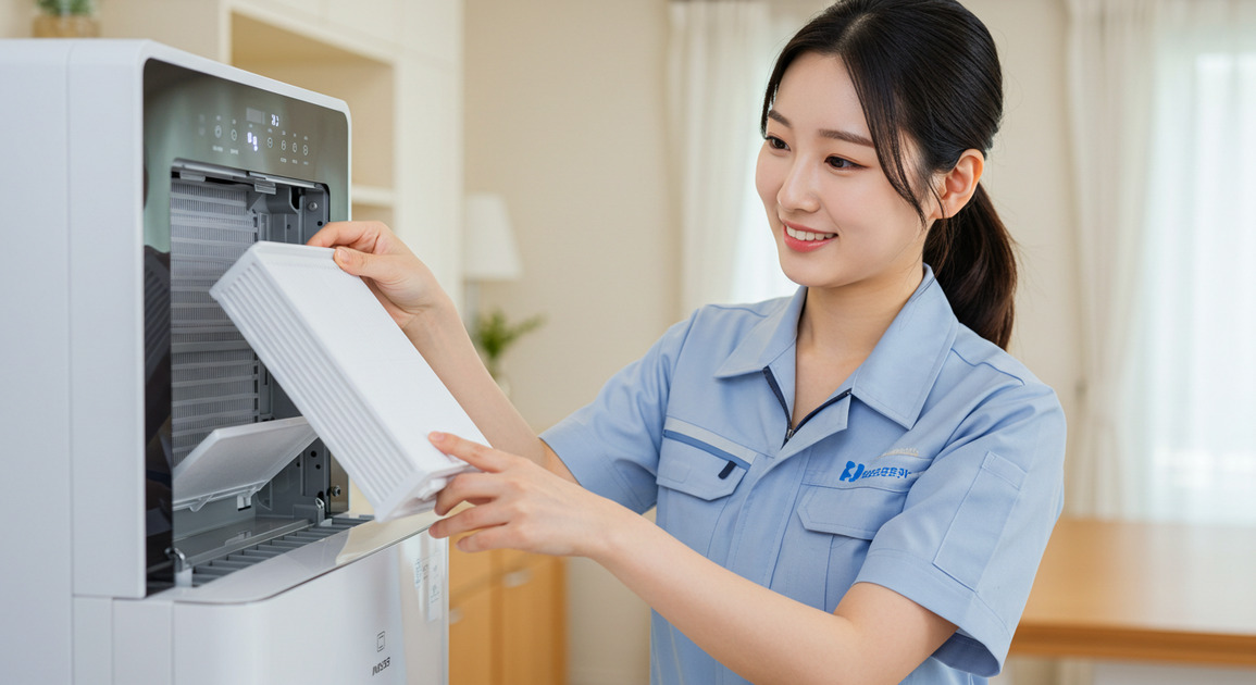 ์ ์๊ธฐ·๊ณต๊ธฐ์ฒญ์ ๊ธฐ ํํฐ ๊ต์ฒดํด์ฃผ๋ ์ฌ์ฑ ์ด๋ฏธ์ง