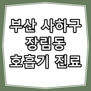 부산시 사하구 장림동 호흡기 내과 진료 동네 병원