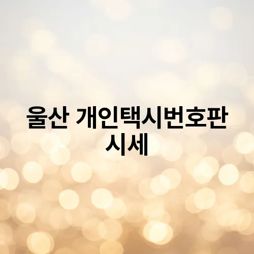 울산 개인택시번호판 시세