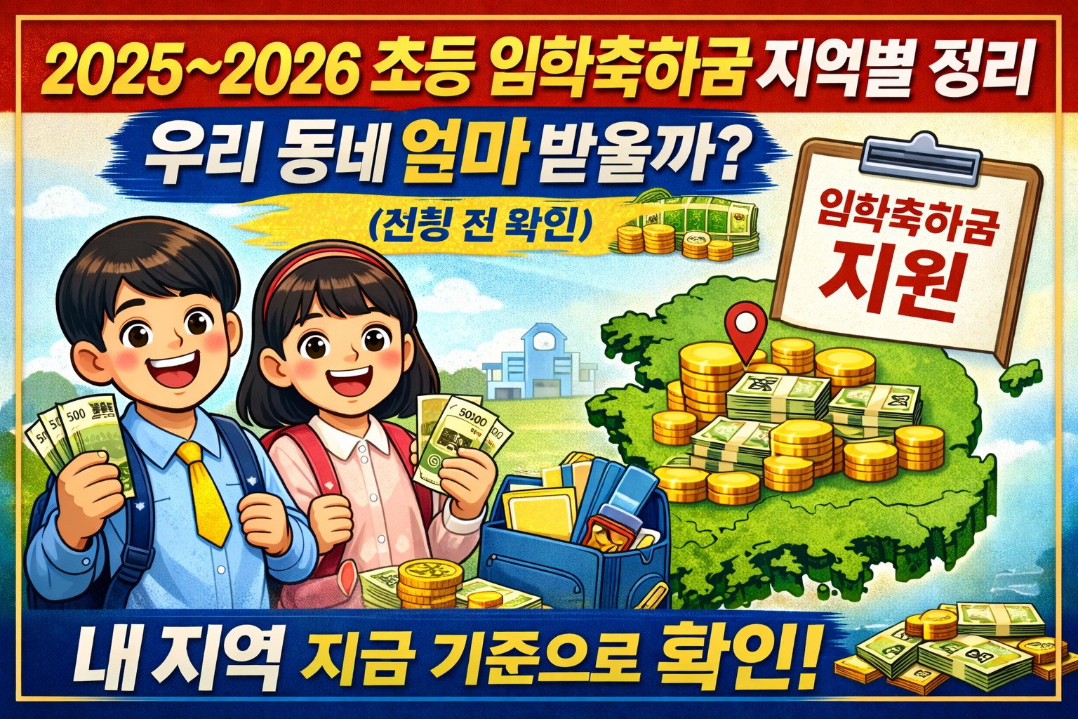2025~2026 초등 입학축하금 지역별 총정리|우리 동네 얼마 받나 신청 전에 꼭 확인