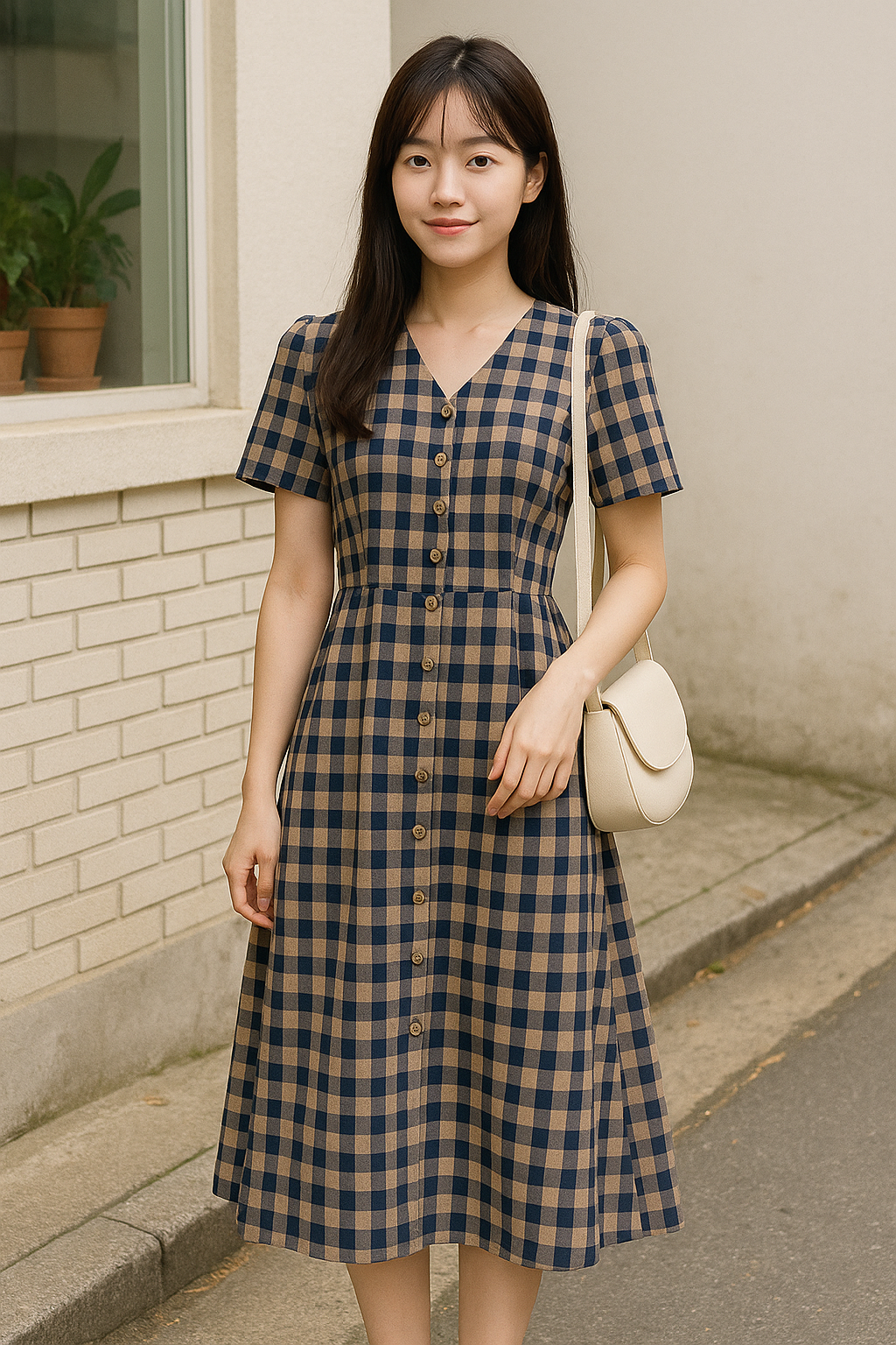 체크 원피스