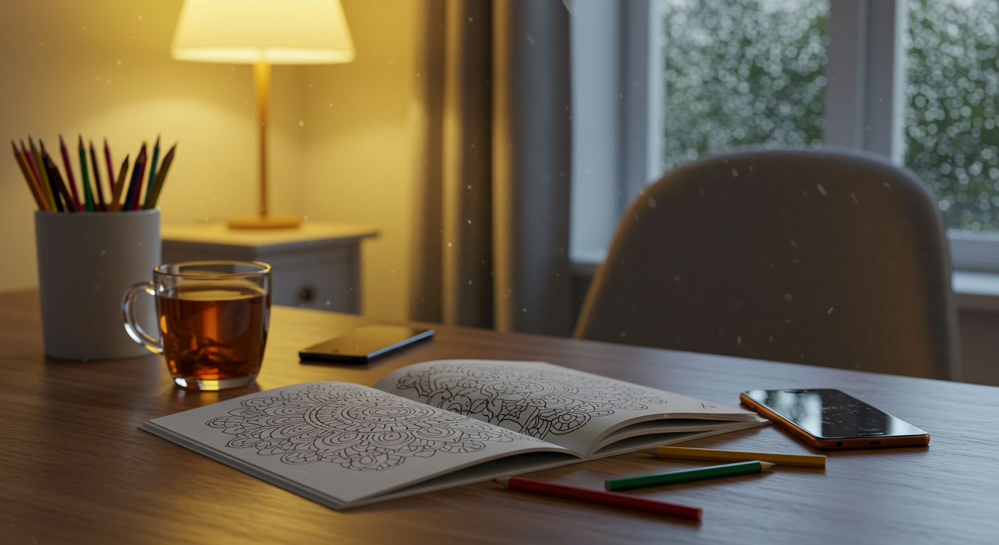 소셜미디어 대신 집중력 회복을 위한 컬러링 북 사용법과 실천 가이드에 관한 이미지