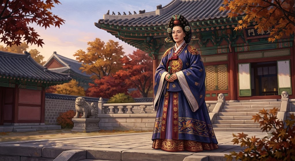AI로 생성한 조선 태종의 비 원경왕후 민씨의 모습을 표현한 일러스트