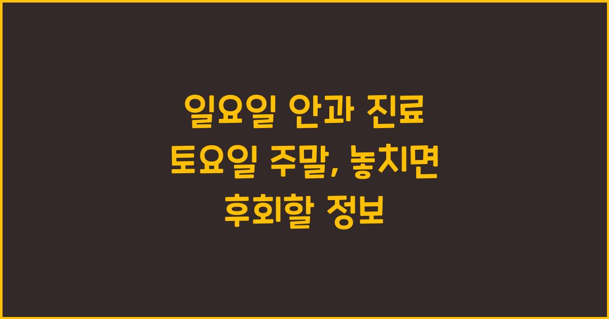 일요일 안과 진료 토요일 주말