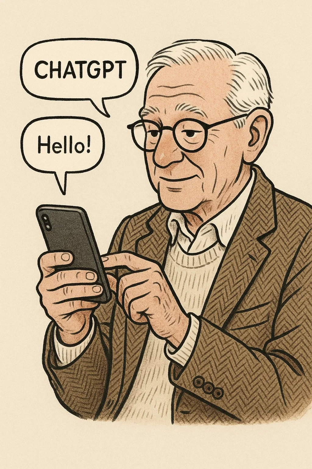 chatgpt와 대화를 하는 노인