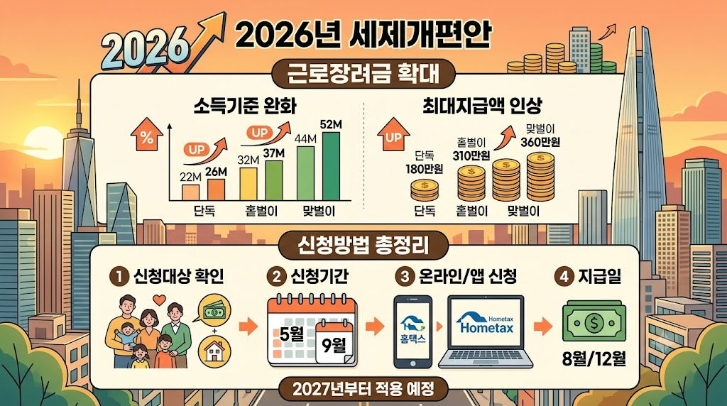 2026년 세제개편안 근로장려금 확대 조건 및 신청방법 총정리
