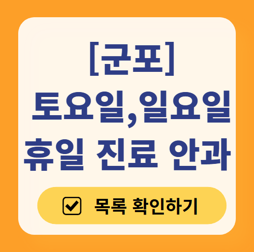 군포 주말 일요일 문 여는 안과 목록 ❘ 토요일, 공휴일 진료 영업 병원 찾기