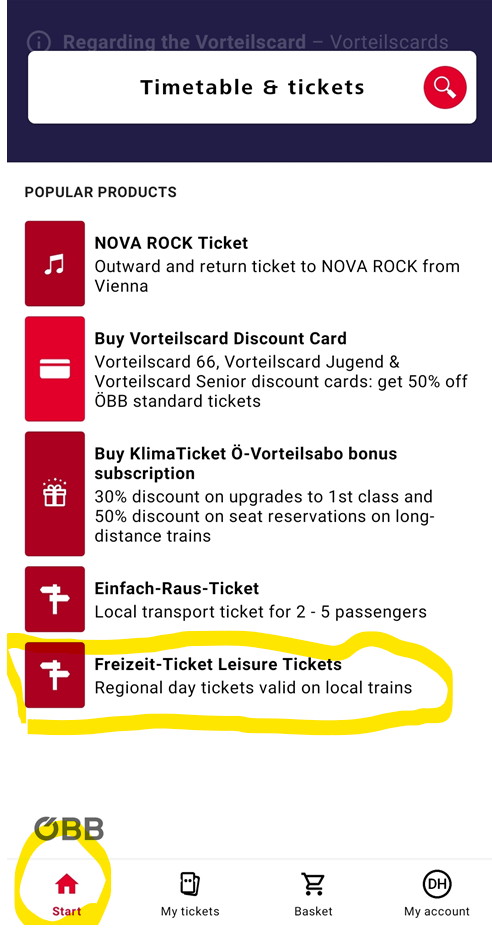 &Ouml;BB앱에서 잘츠부르크 4인가족 대중교통 티켓 발권하기