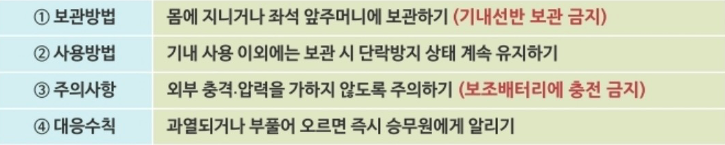 승객의 보조배터리 및 전자담배 기내 관리 및 대응 수칙