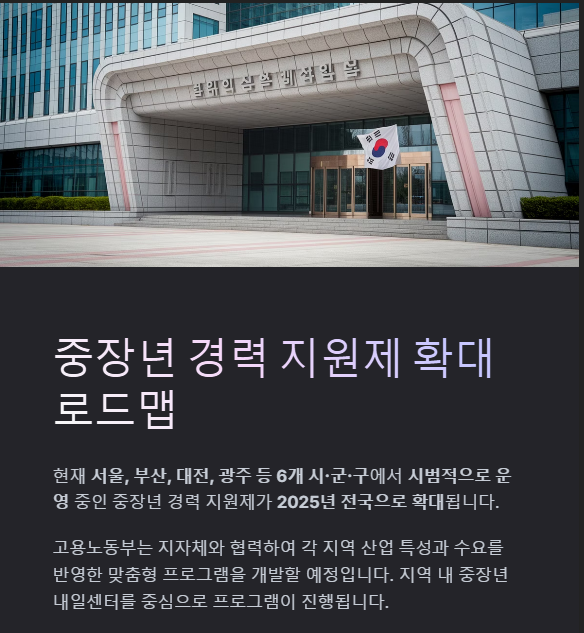 중장년 경력지원제 지원금 신청방법 조건 지원금액