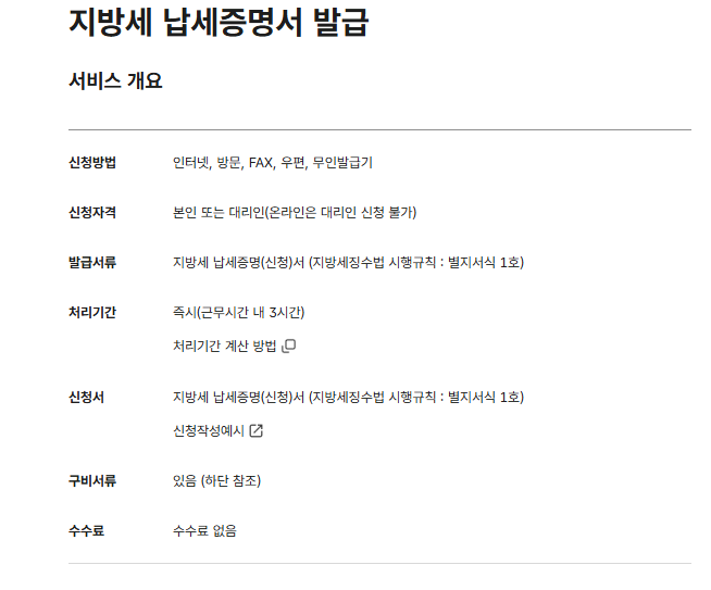 지방세 납부증명서 인터넷발급 방법(정부24)