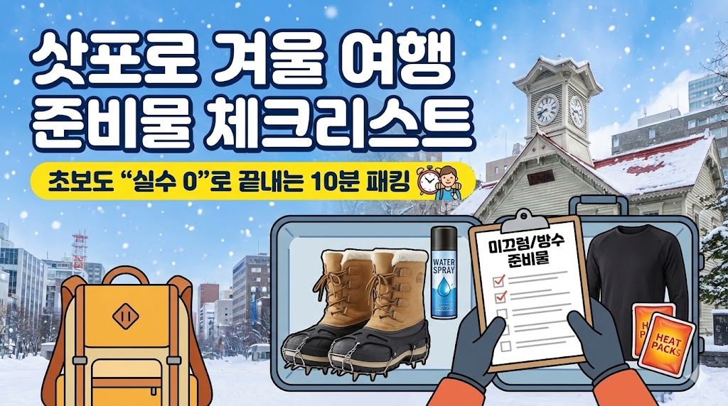 삿포로 겨울 여행 준비물 체크리스트(미끄럼/방수)|초보도 “실수 0”로 끝내는 10분 패킹
