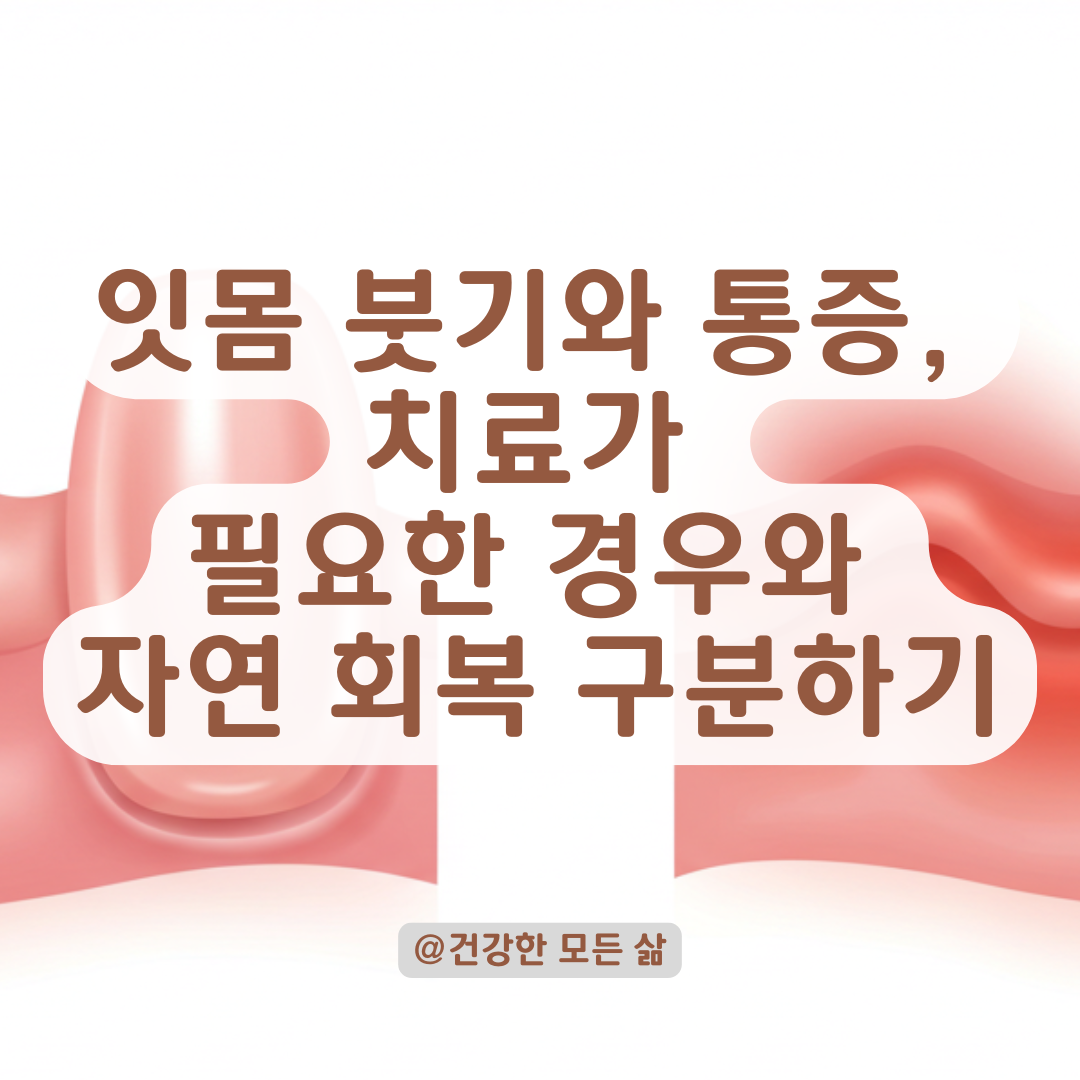 잇몸 붓기와 통증, 자연 회복 가능한 경우 vs 반드시 치료 필요한 경우 비교정리.