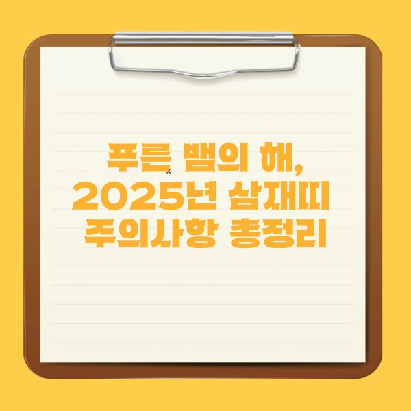 푸른 뱀의 해, 2025년 삼재띠 주의사항 총정리